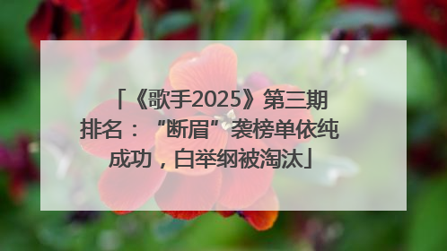 《歌手2025》第三期排名：“断眉”袭榜单依纯成功，白举纲被淘汰