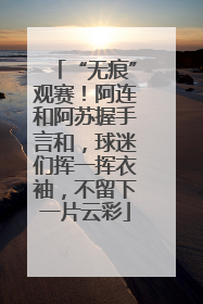 “无痕”观赛！阿连和阿苏握手言和，球迷们挥一挥衣袖，不留下一片云彩