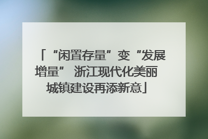 “闲置存量”变“发展增量” 浙江现代化美丽城镇建设再添新意