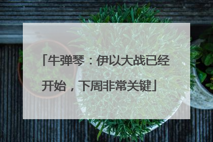 牛弹琴：伊以大战已经开始，下周非常关键