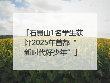 石景山1名学生获评2025年首都“新时代好少年”
