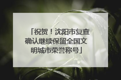 祝贺！沈阳市复查确认继续保留全国文明城市荣誉称号