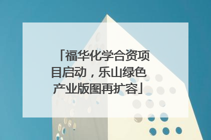 福华化学合资项目启动，乐山绿色产业版图再扩容