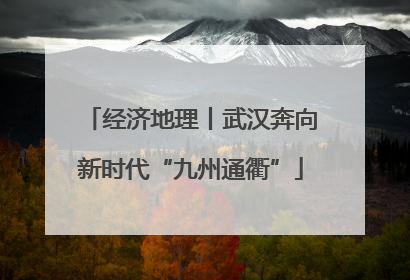 经济地理丨武汉奔向新时代“九州通衢”