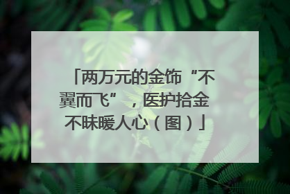 两万元的金饰“不翼而飞”，医护拾金不昧暖人心（图）