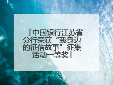 中国银行江苏省分行荣获“我身边的征信故事”征集活动一等奖