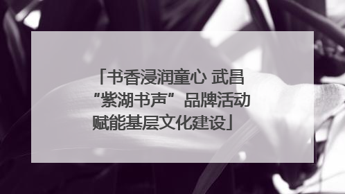 书香浸润童心 武昌“紫湖书声”品牌活动赋能基层文化建设