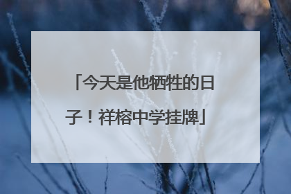 今天是他牺牲的日子！祥榕中学挂牌