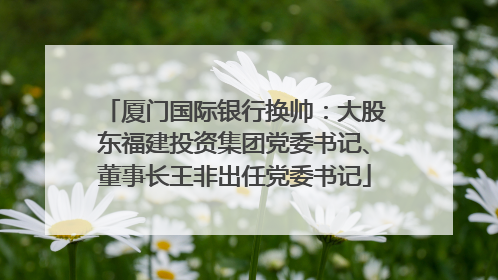 厦门国际银行换帅：大股东福建投资集团党委书记、董事长王非出任党委书记