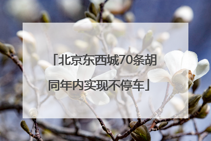北京东西城70条胡同年内实现不停车