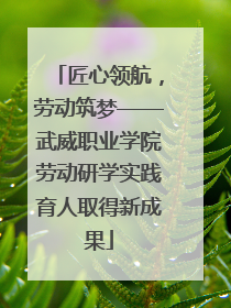 匠心领航，劳动筑梦——武威职业学院劳动研学实践育人取得新成果