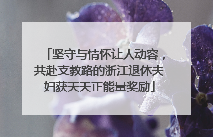 坚守与情怀让人动容，共赴支教路的浙江退休夫妇获天天正能量奖励