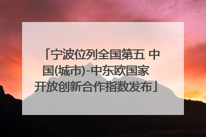 宁波位列全国第五 中国(城市)-中东欧国家开放创新合作指数发布