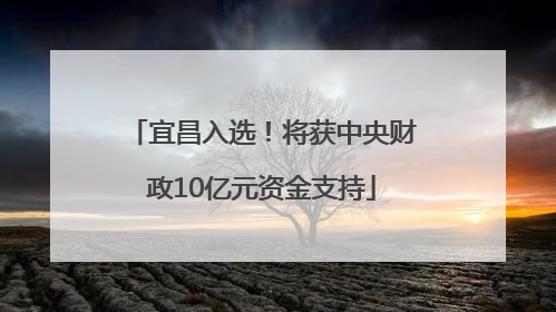 宜昌入选！将获中央财政10亿元资金支持