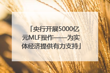 央行开展5000亿元MLF操作——为实体经济提供有力支持