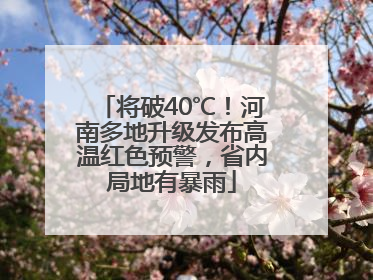 将破40℃！河南多地升级发布高温红色预警，省内局地有暴雨