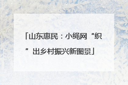 山东惠民：小绳网“织”出乡村振兴新图景
