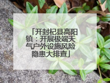 开封杞县高阳镇：开展极端天气户外设施风险隐患大排查