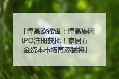 悍高欧锦锋：悍高集团IPO注册获批！家居五金资本市场再添猛将