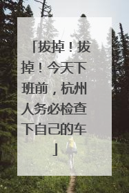 拔掉！拔掉！今天下班前，杭州人务必检查下自己的车