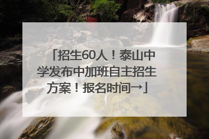 招生60人！泰山中学发布中加班自主招生方案！报名时间→