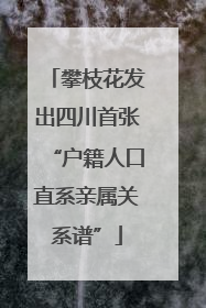 攀枝花发出四川首张“户籍人口直系亲属关系谱”