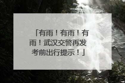 有雨！有雨！有雨！武汉交警再发考前出行提示！