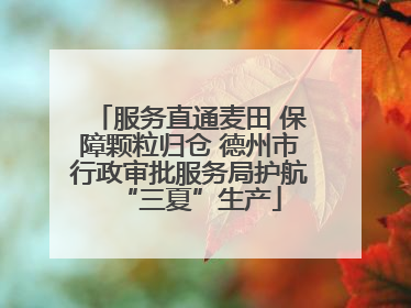 服务直通麦田 保障颗粒归仓 德州市行政审批服务局护航“三夏”生产