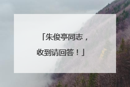 朱俊亭同志，收到请回答！