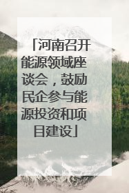 河南召开能源领域座谈会，鼓励民企参与能源投资和项目建设