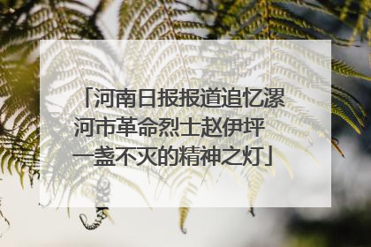 河南日报报道追忆漯河市革命烈士赵伊坪 一盏不灭的精神之灯