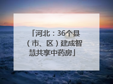 河北：36个县（市、区）建成智慧共享中药房