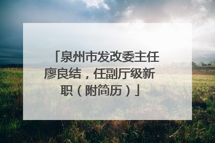 泉州市发改委主任廖良结，任副厅级新职（附简历）
