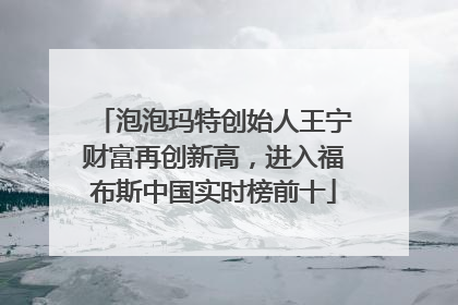 泡泡玛特创始人王宁财富再创新高，进入福布斯中国实时榜前十