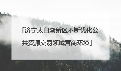 济宁太白湖新区不断优化公共资源交易领域营商环境