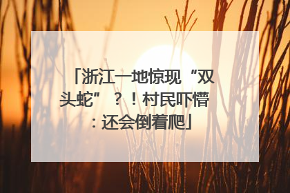 浙江一地惊现“双头蛇”？！村民吓懵：还会倒着爬
