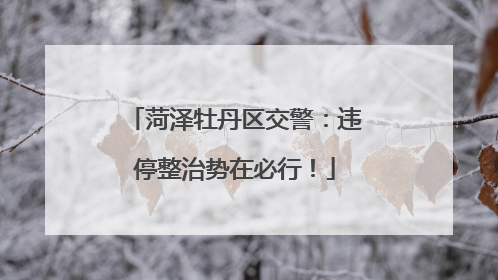 菏泽牡丹区交警：违停整治势在必行！