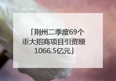 荆州二季度69个重大招商项目引资额1066.5亿元
