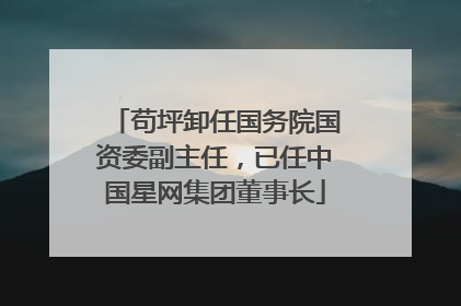 苟坪卸任国务院国资委副主任，已任中国星网集团董事长