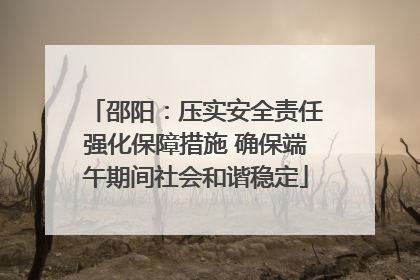 邵阳：压实安全责任强化保障措施 确保端午期间社会和谐稳定