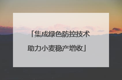 集成绿色防控技术助力小麦稳产增收
