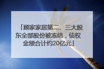 顾家家居第二、三大股东全部股份被冻结，债权金额合计约20亿元