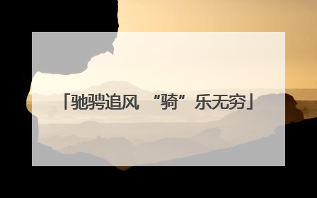 驰骋追风 “骑”乐无穷