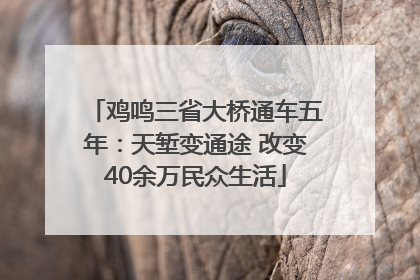 鸡鸣三省大桥通车五年：天堑变通途 改变40余万民众生活