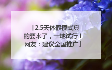 2.5天休假模式真的要来了，一地试行！网友：建议全国推广